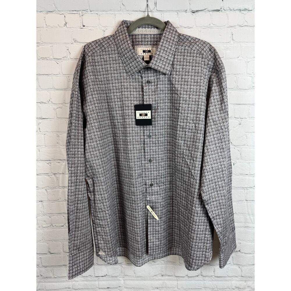 JOSEPH ABBOUD 100% cotton non-iron gray white dress mens shirt XXL NWT